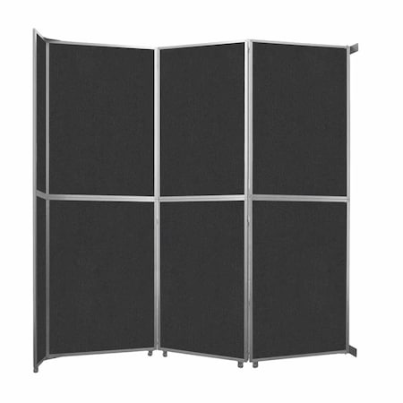 Versare Operable Wall Folding Room Divider 11'9" x 12'3" Black Fabric 1070302-2